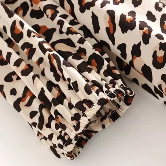 Boho Leopard Print Peasant Tunic Print Dress - Picture 6 of 6